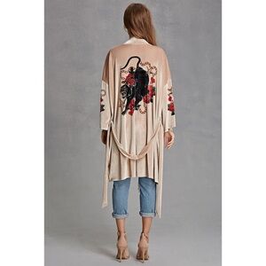 Jaded London Kimono Jacket Top Velour Velvet Beige Panther M/L Boho